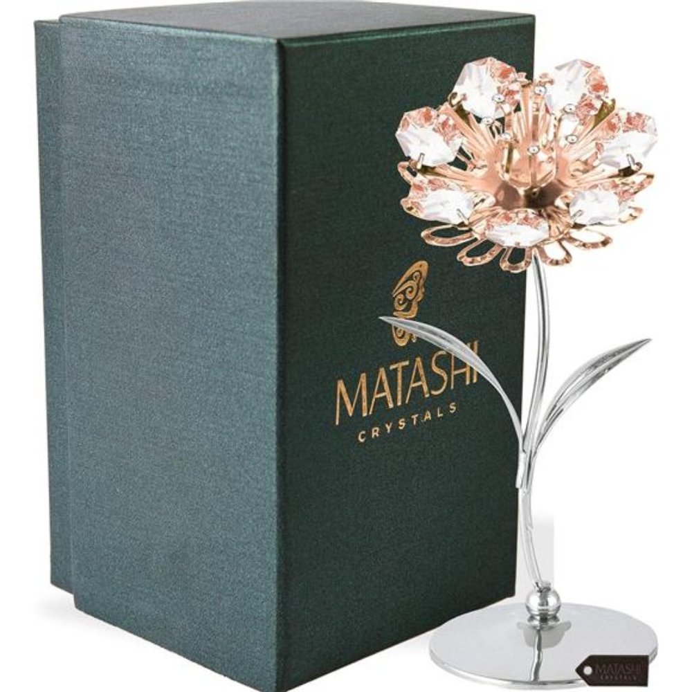 Masterpiece Metal Sunflower -Chrome & Rose Gold Plated Crystal Studded Sunflower
